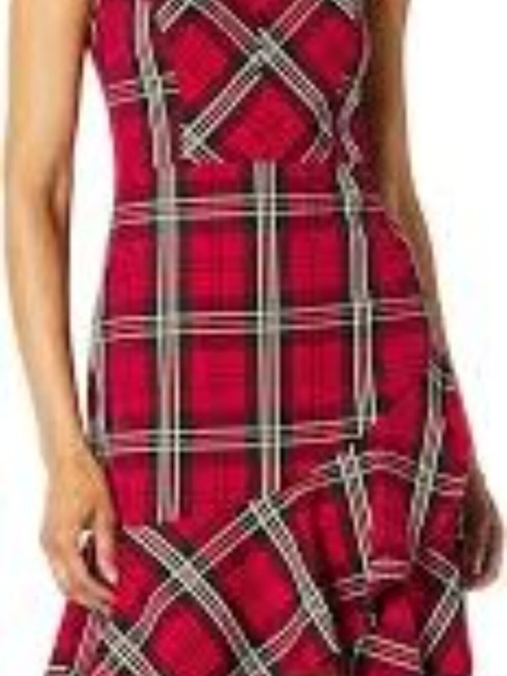 Trina Turk Black Lined Garment with Red Plaid Trim